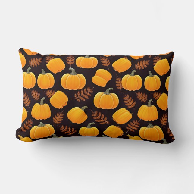 Coussin Rectangle Citrouilles et feuilles d'automne (Recto)