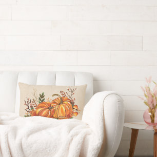 Coussin Rectangle Citrouilles Feuilles d'Automne