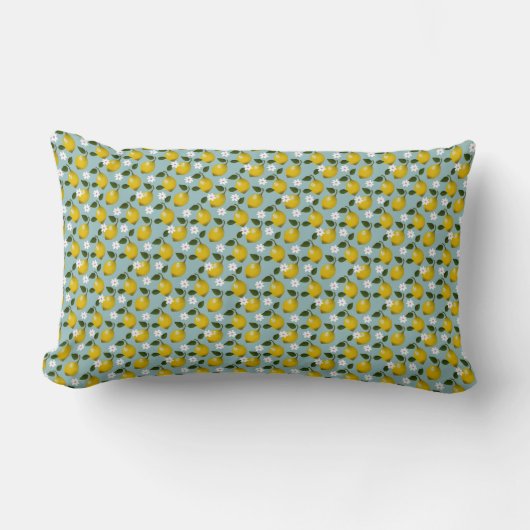 Coussin Rectangle Citrus frais et Motif de fleurs de citron (Recto)