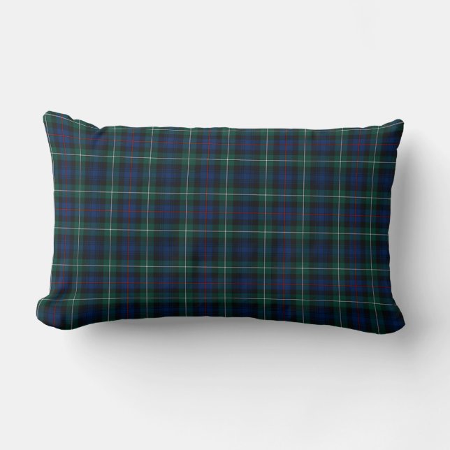 Coussin Rectangle Clan Mackenzie Tartan bleu foncé et vert plaid (Recto)