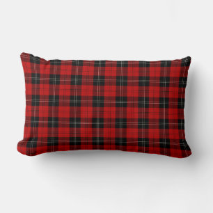 Coussin Rectangle Clan rouge vif et noir Ramsay Clan écossais Plaid