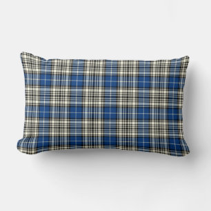 Coussin Rectangle Clan Royal bleu, noir et blanc Napier Clan Plaid