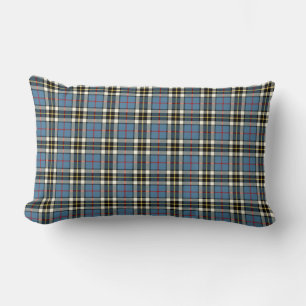 Coussin Rectangle Clan Thompson Bleu clair et Tartan noir