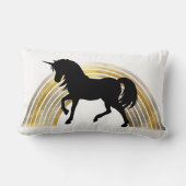 Coussin Rectangle Classé Chic Luxe Noir Et Or Rainbow Unicorn (Verso)