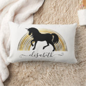 Coussin Rectangle Classé Chic Luxe Noir Et Or Rainbow Unicorn (Couverture)