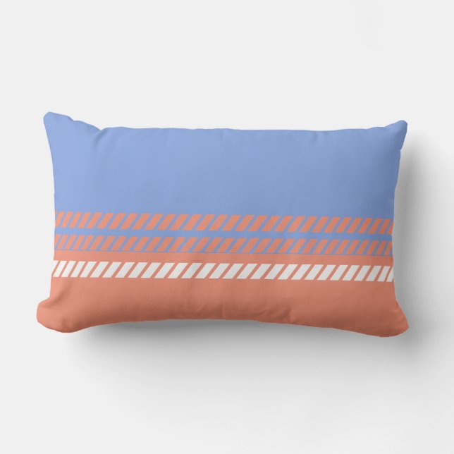 Coussin Rectangle Classic Periwinkle and Coral with Stripes  (Recto)