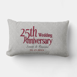 Coussin Rectangle Classic Silver Damask 25e anniversaire Mariage