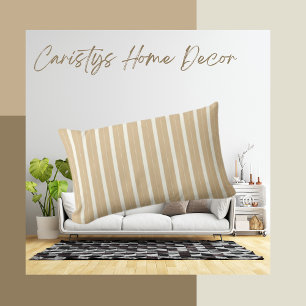 Coussin Rectangle Classic Stripes Or Tan et Crème