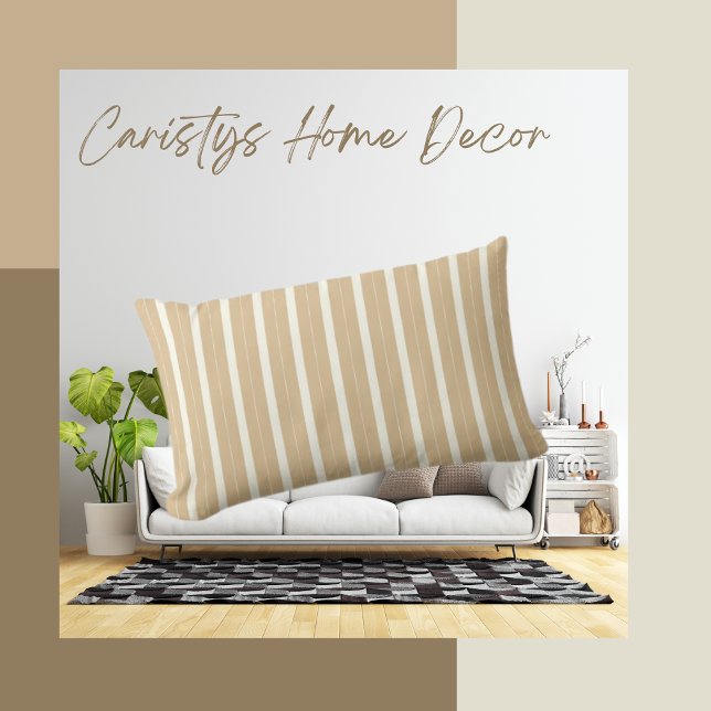 Coussin Rectangle Classic Stripes Or Tan et Crème (Créateur téléchargé)
