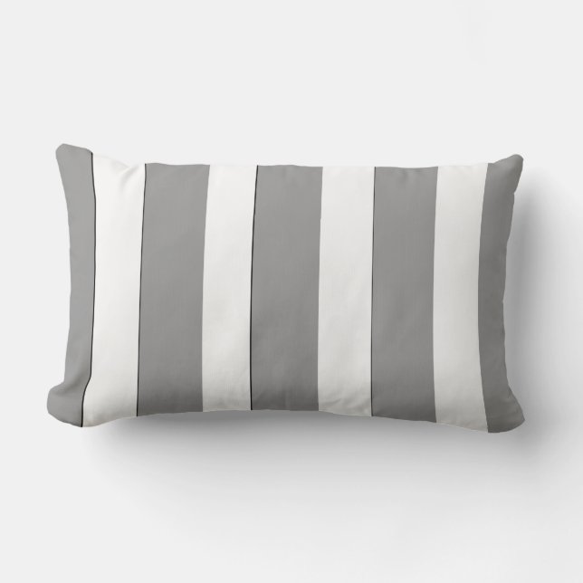 Coussin Rectangle Classique Moderne Élégant Gris Et Blancs (Recto)