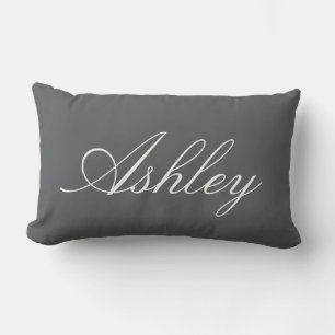 COUSSIN RECTANGLE CLASSIQUE MODERNE PERSONNALISÉ NOM GRIS FONCÉ STYL