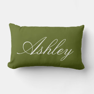COUSSIN RECTANGLE CLASSIQUE MODERNE PERSONNALISÉ NOM OLIVE FONCÉ STY
