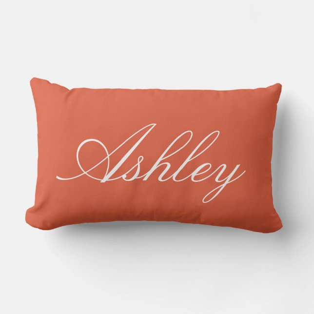 COUSSIN RECTANGLE CLASSIQUE MODERNE PERSONNALISÉ NOM ORANGE FONCÉ ST (Recto)