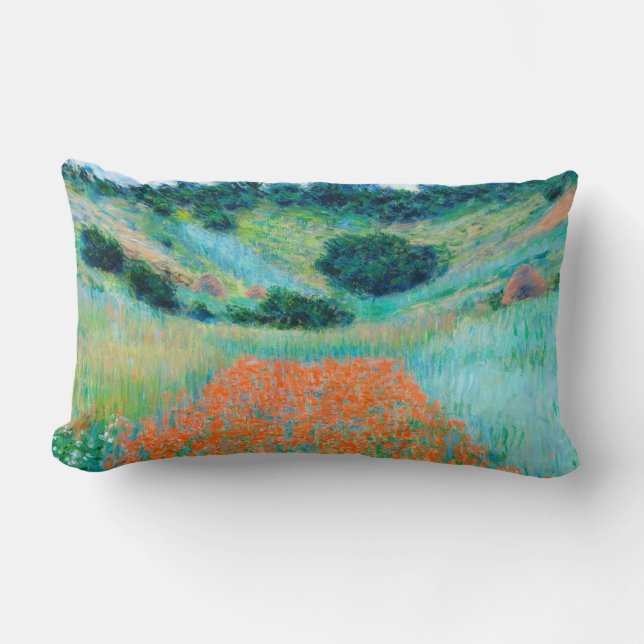 Coussin Rectangle Claude Monet Champ de coquelicots dans une crevass (Recto)