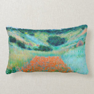 Coussin Rectangle Claude Monet Champ de coquelicots dans une crevass