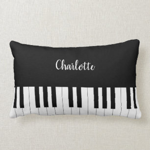 Coussin Rectangle Clavier de piano, conception noire et blanche de