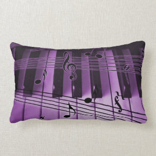 Coussin Rectangle Clavier pourpre, violet, de piano et notes