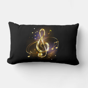 Coussin Rectangle Clé de Sol Musicale en Or