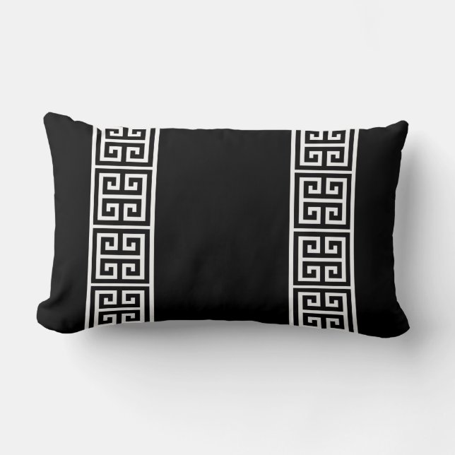 Coussin Rectangle Clé grecque en noir (Recto)