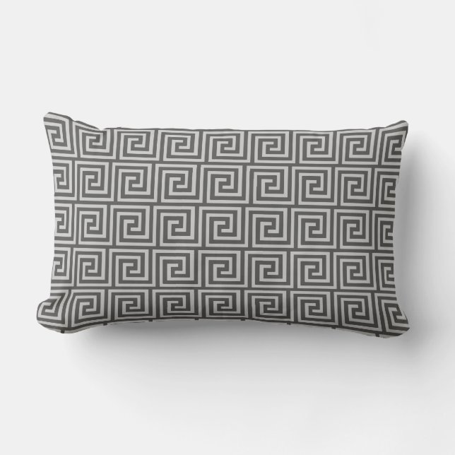 Coussin Rectangle Clé grecque, nuances de gris/de gris (Recto)