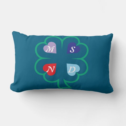 Coussin Rectangle Clover avec les coeurs (Recto)