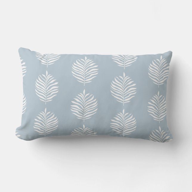 Coussin Rectangle Coastal Palm Leaf Pattern Baby Blue (Recto)