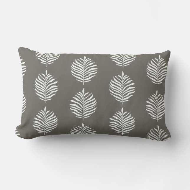 Coussin Rectangle Coastal Palm Leaf Pattern Dusty Olive (Recto)