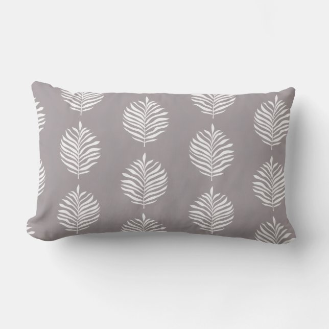 Coussin Rectangle Coastal Palm Leaf Pattern Gull Gray (Recto)