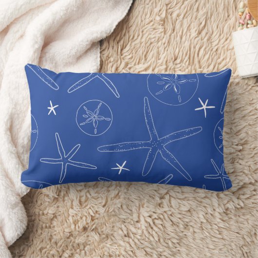 Coussin Rectangle Cobalt Blue Starfish & Sand Dollar Jeu d'oreiller (Couverture)