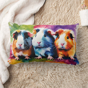 Coussin Rectangle Cobayes mignons aux éclaboussures de couleur
