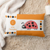 Coussin Rectangle Coccinelle orange et blanche monogramme pour enfan (Couverture)