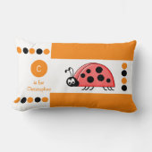 Coussin Rectangle Coccinelle orange et blanche monogramme pour enfan (Recto)