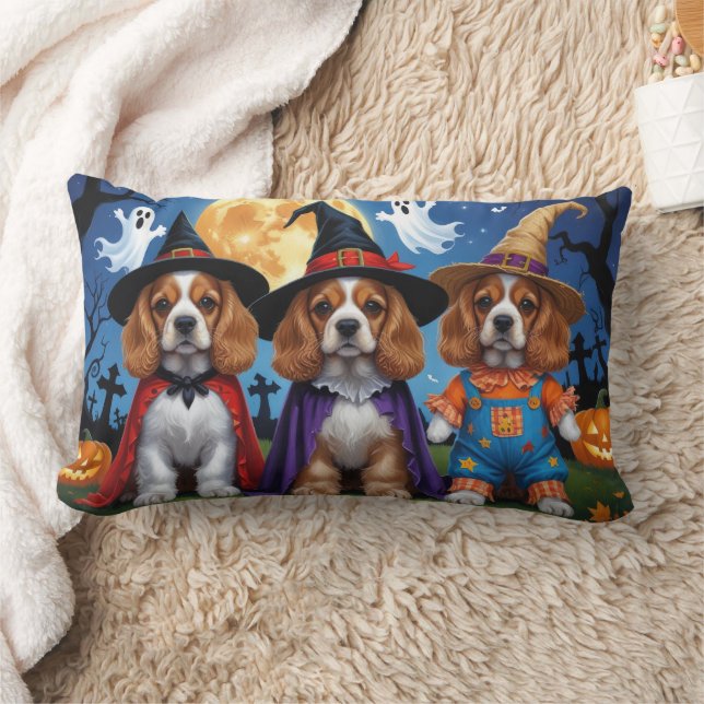 Coussin Rectangle Cocker Chiens espagnols Citrouille Halloween Funny (Couverture)
