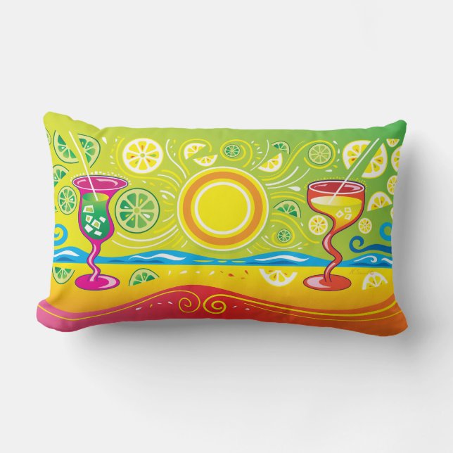 Coussin Rectangle Cocktails de plage au citron et au lime (Recto)