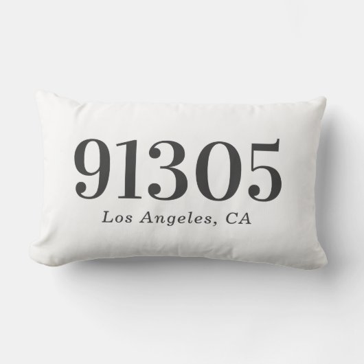 Coussin Rectangle Code Postal Personnalisé Moderne Élégant (Recto)