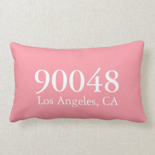 Coussin Rectangle Code postal personnalisé Ville État blanc rose mod