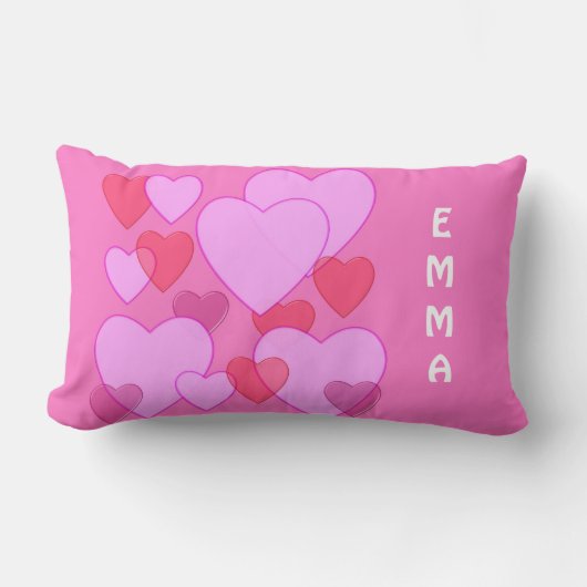 Coussin Rectangle Cœur brillant Saint-Valentin rose personnalisé  (Recto)