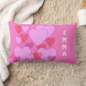 Coussin Rectangle Coeur brillant Valentine rose personnalisée (Couverture)