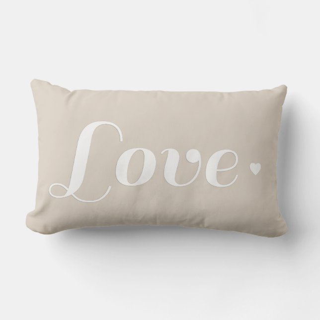 Coussin Rectangle Coeur d'amour beige de Linen (Recto)