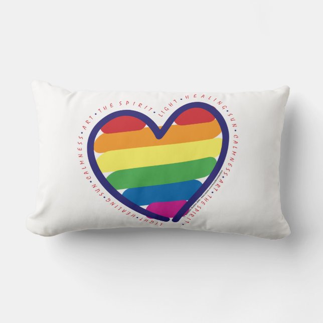 Coussin Rectangle Coeur d'amour gay pride (Recto)