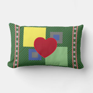 Coussin Rectangle Coeur d'image multicolore Abstrait et Carrés