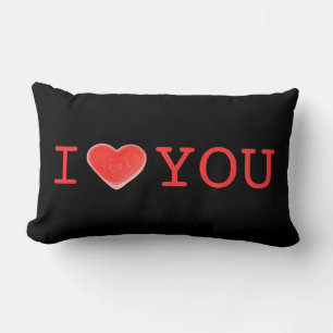 Coussin Rectangle Coeur doux Noir I Coeur Vous deux côtés lumbar