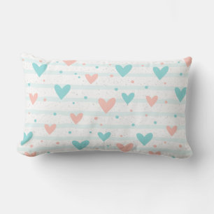 Coussin Rectangle Cœur Fantaisiste Rayé