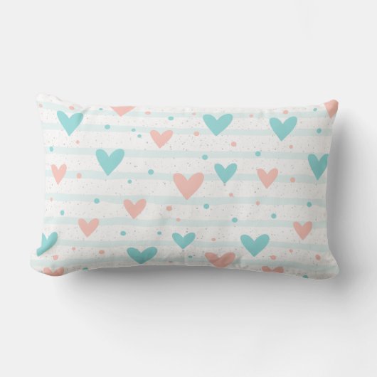 Coussin Rectangle Cœur Fantaisiste Rayé (Recto)