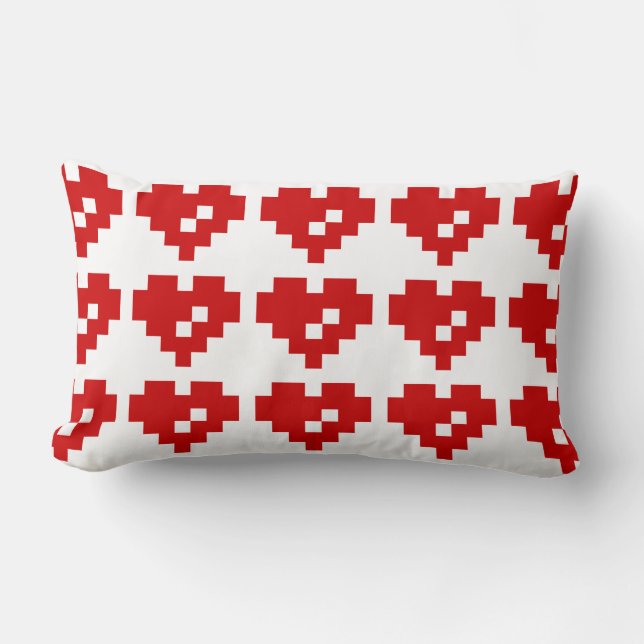 Coussin Rectangle Cœur Pixel 8 Bit Amour (Recto)