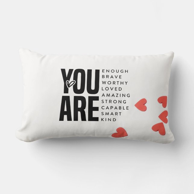 Coussin Rectangle Coeur rouge Inspirational Svg Self Love (Recto)