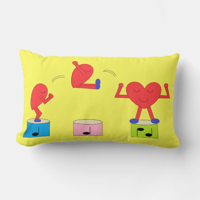 Coussin Rectangle Cœur sautant en amour : Jaune (Recto)