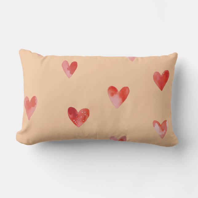 Coussin Rectangle Cœurs à l'aquarelle motif sans couture (Recto)
