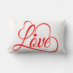 Coussin Rectangle Cœurs d'amour Rouge Et Blanc