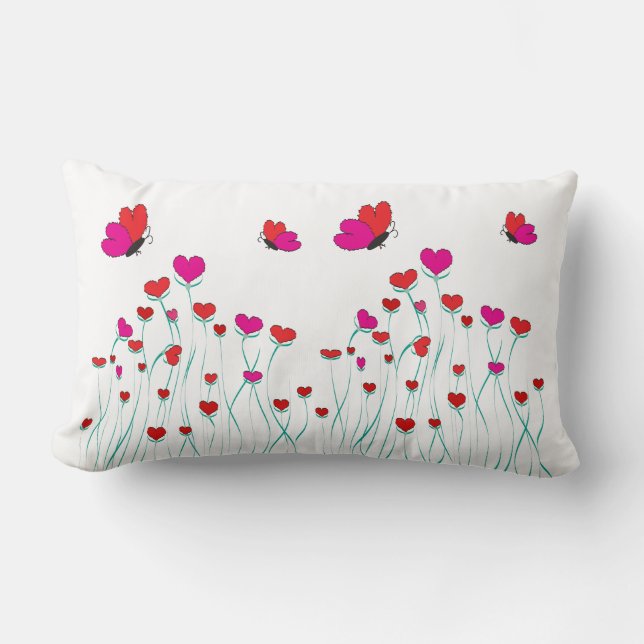 Coussin Rectangle Coeurs et papillons Valentine Love (Recto)